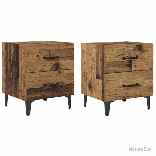 Table de chevet rustique avec tiroir 40 x 35 x 47 cm ergonomique pour rangement chambre en bois anc