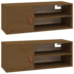 Lot de 2 armoires murales en bois con&ccedil;u pour rangement d&eacute;coratif 80 x 30 x 30 cm style rustique en