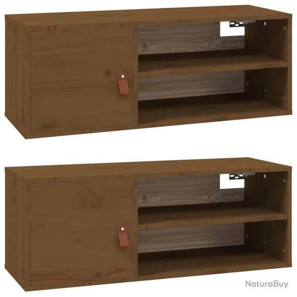 Lot de 2 armoires murales en bois con�u pour rangement d�coratif 80 x 30 x 30 cm style rustique en