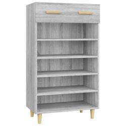 Armoire &agrave; chaussures scandinave minimaliste rangement 60 x 35 x 105 cm en bois d'ing&eacute;nierie gris 02