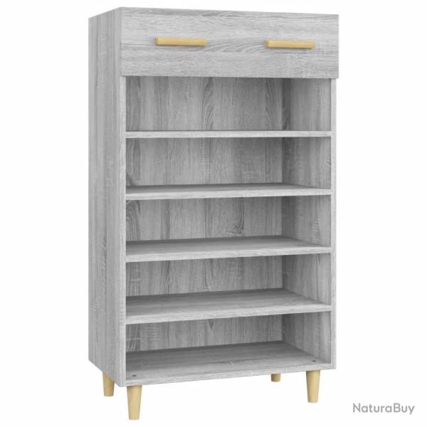 Armoire � chaussures scandinave minimaliste rangement 60 x 35 x 105 cm en bois d'ing�nierie gris 02