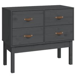 Armoire console bois de pin massif rangement moderne 90 x 40 x 78 cm en bois gris 02_0048454