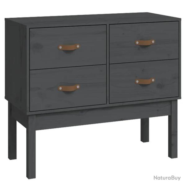Armoire console bois de pin massif rangement moderne 90 x 40 x 78 cm en bois gris 02_0048454