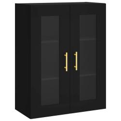 Armoire murale suspendue noire rangement espace gain design &eacute;l&eacute;gant 69 x 34 x 90 cm en bois noir 02