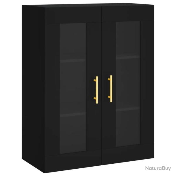 Armoire murale suspendue noire rangement espace gain design �l�gant 69 x 34 x 90 cm en bois noir 02