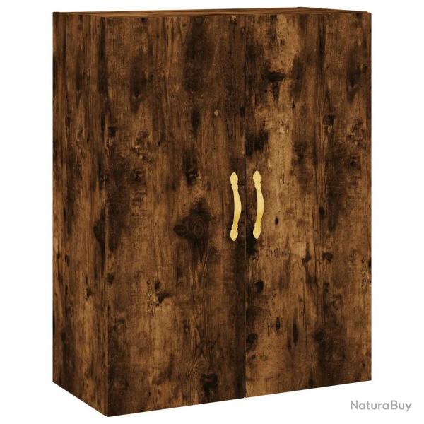 Armoire murale design pratique espace de rangement 69,5 x 34 x 90 cm en bois d'ing�nierie ch�ne fum