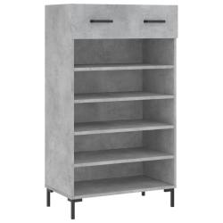 Armoire &agrave; chaussures moderne style industriel rangement 60 x 35 x 105 cm en bois gris b&eacute;ton 02_0048
