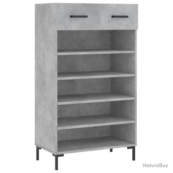Armoire � chaussures moderne style industriel rangement 60 x 35 x 105 cm en bois gris b�ton 02_0048