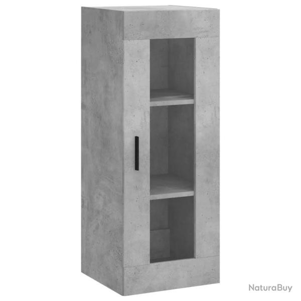 Armoire murale rangement moderne pratique salon 34,5 x 34 x 90 cm en bois gris b�ton 02_0048692