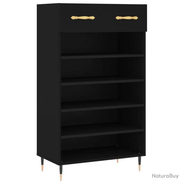Armoire � chaussures design moderne rangement pratique 60 x 35 x 105 cm en bois noir 02_0048718