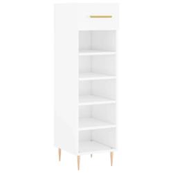 Armoire &agrave; chaussures moderne avec tiroir 30 x 35 x 105 cm en bois blanc brillant 02_0048734
