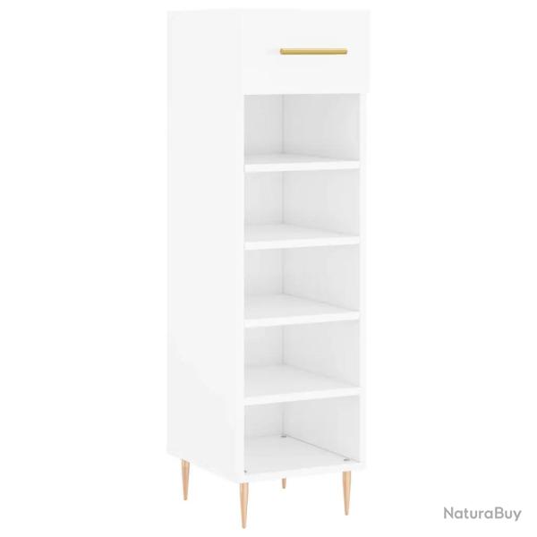 Armoire � chaussures moderne avec tiroir 30 x 35 x 105 cm en bois blanc brillant 02_0048734