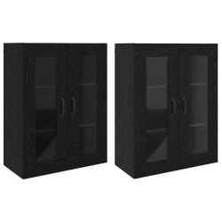 Lot de 2 armoires murales modernes rangement 69,5 x 34 x 90 cm en bois d'ing&eacute;nierie ch&ecirc;ne noir 02_0