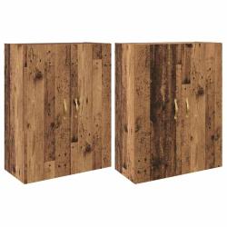 Lot de 2 armoires murales modernes praticit&eacute; design &eacute;pur&eacute; salon 69,5 x 34 x 90 cm en bois ancien 02