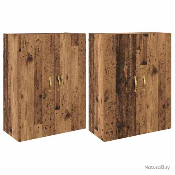 Lot de 2 armoires murales modernes praticit� design �pur� salon 69,5 x 34 x 90 cm en bois ancien 02