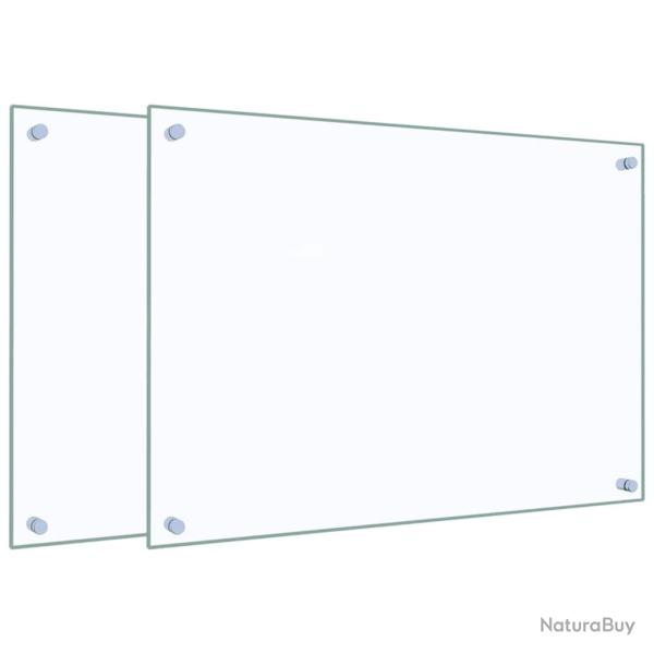 Lot de 2 dosserets de cuisine protection �claboussures 70 x 50 cm en verre tremp� transparent 02_00