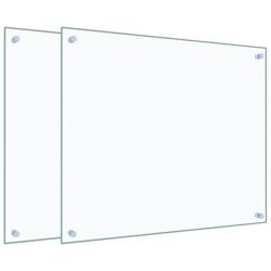 Lot de 2 dosserets de cuisine 70 x 60 cm protection contre &eacute;claboussures moderne en verre tremp&eacute; tr