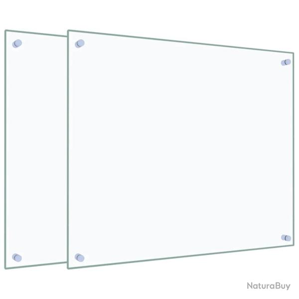 Lot de 2 dosserets de cuisine 70 x 60 cm protection contre �claboussures moderne en verre tremp� tr