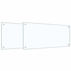 Lot de 2 dosserets de cuisine design moderne 90 x 40 cm thermor&eacute;sistant pratique en verre tremp&eacute; tr