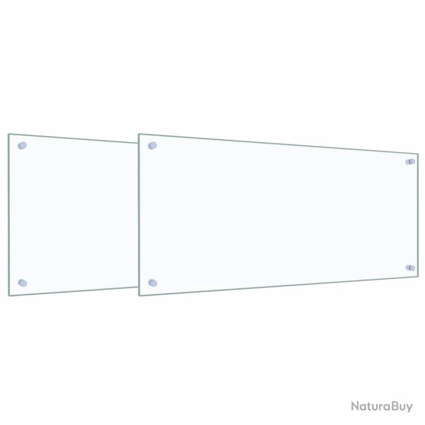 Lot de 2 dosserets de cuisine design moderne 90 x 40 cm thermor�sistant pratique en verre tremp� tr