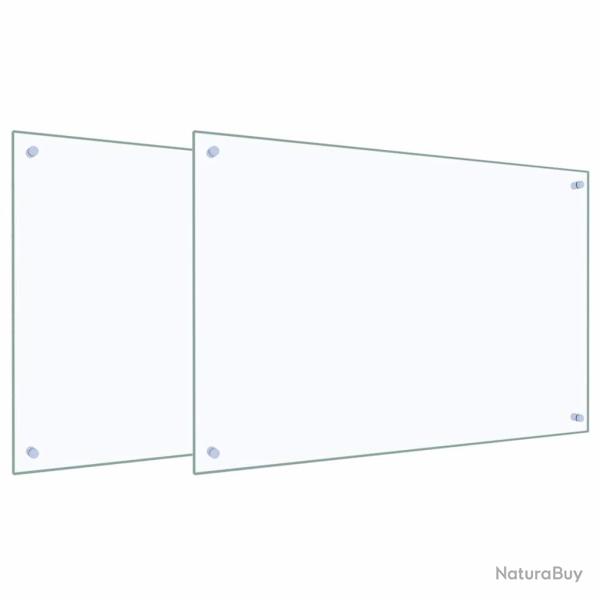 Lot de 2 dosserets de cuisine en verre tremp� 90 x 60 cm thermor�sistants design moderne transparen