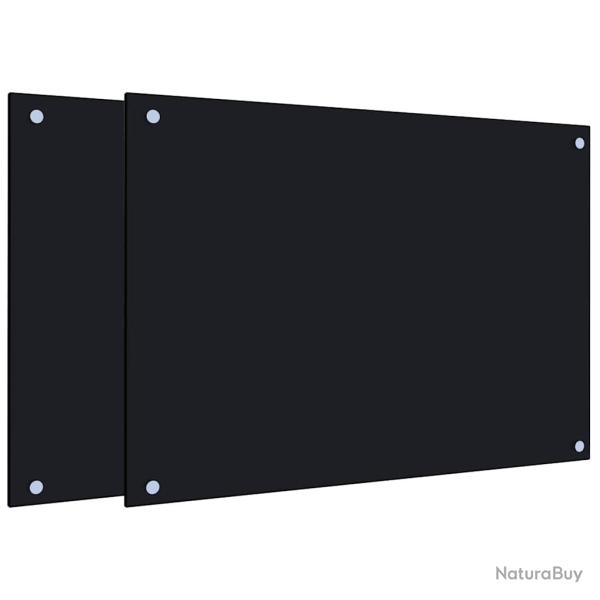 Lot de 2 dosserets de cuisine protection �claboussures 70 x 50 cm en verre tremp� noir 02_0055739