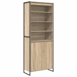 Lot de 2 armoires hautes rectangulaires modernes rangement salon 79 x 36 x 200 cm en bois d'ing&eacute;nie