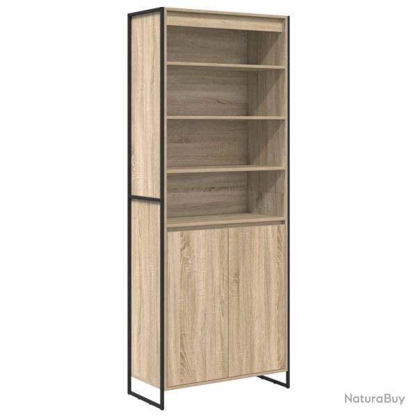 Lot de 2 armoires hautes rectangulaires modernes rangement salon 79 x 36 x 200 cm en bois d'ing�nie