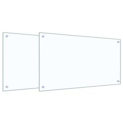 Lot de 2 dosserets de cuisine en verre tremp&eacute; 90 x 50 cm durable et thermor&eacute;sistant design moderne