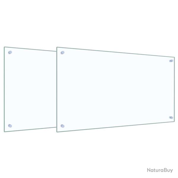 Lot de 2 dosserets de cuisine en verre tremp� 90 x 50 cm durable et thermor�sistant design moderne