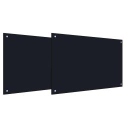 Lot de 2 dosserets de cuisine moderne 90 x 50 cm thermor&eacute;sistant durable en verre tremp&eacute; noir 02_00
