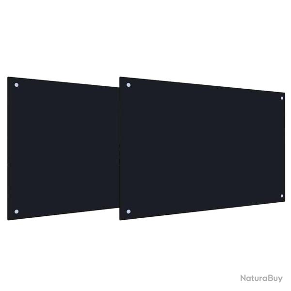 Lot de 2 dosserets de cuisine moderne 90 x 50 cm thermor�sistant durable en verre tremp� noir 02_00