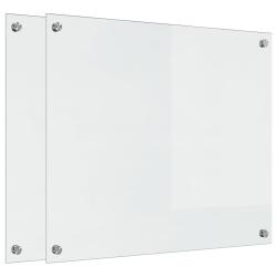 Lot de 2 dosserets de cuisine en verre tremp&eacute; 70 x 60 cm r&eacute;sistant &agrave; la chaleur style moderne trans