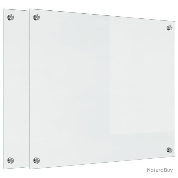 Lot de 2 dosserets de cuisine en verre tremp� 70 x 60 cm r�sistant � la chaleur style moderne trans
