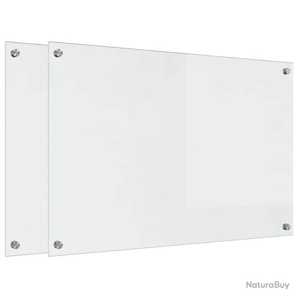 Lot de 2 dosserets de cuisine design moderne 90 x 60 cm durable et thermor�sistant en verre tremp�