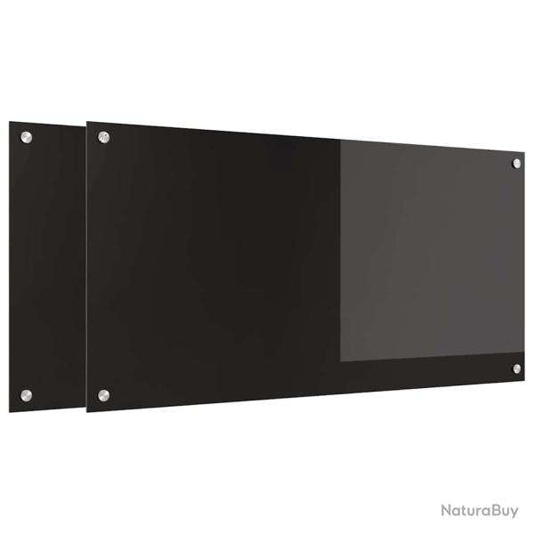 Lot de 2 dosserets de cuisine thermor�sistants 100 x 50 cm design moderne int�rieur en verre tremp�