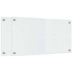 Lot de 2 dosserets de cuisine rectangulaires modernes 80 x 40 cm en verre tremp&eacute; transparent 02_005