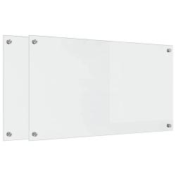 Lot de 2 dosserets de cuisine modernes 90 x 50 cm design &eacute;pur&eacute; r&eacute;sistant chaleur en verre tremp&eacute; tr