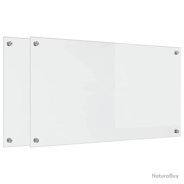 Lot de 2 dosserets de cuisine modernes 90 x 50 cm design �pur� r�sistant chaleur en verre tremp� tr