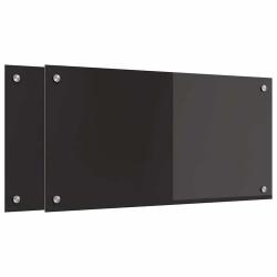 Lot de 2 dosserets de cuisine r&eacute;sistants &agrave; la chaleur 80 x 40 cm design moderne &eacute;pur&eacute; en verre trem