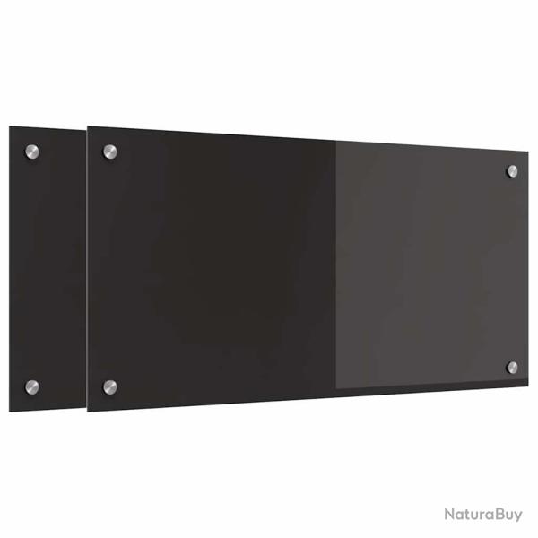 Lot de 2 dosserets de cuisine r�sistants � la chaleur 80 x 40 cm design moderne �pur� en verre trem