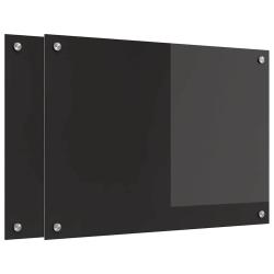 Lot de 2 dosserets de cuisine modernes 70 x 50 cm finition &eacute;l&eacute;gant et durable en verre tremp&eacute; noir