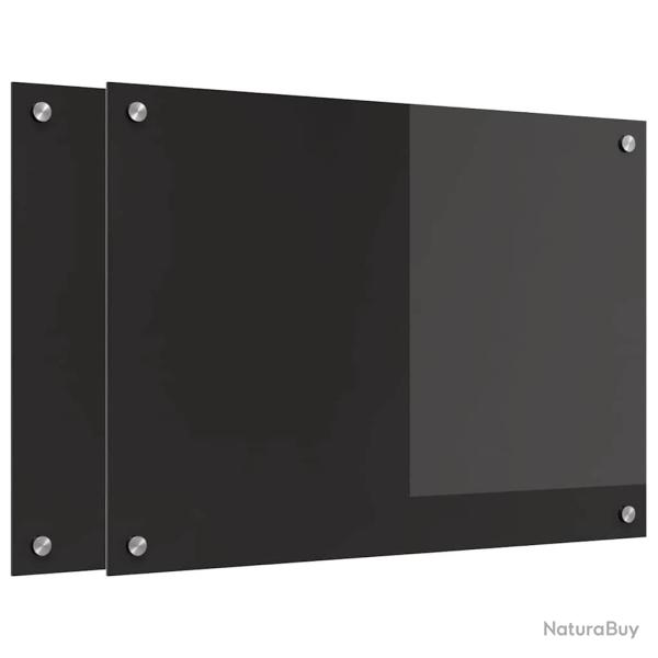 Lot de 2 dosserets de cuisine modernes 70 x 50 cm finition �l�gant et durable en verre tremp� noir