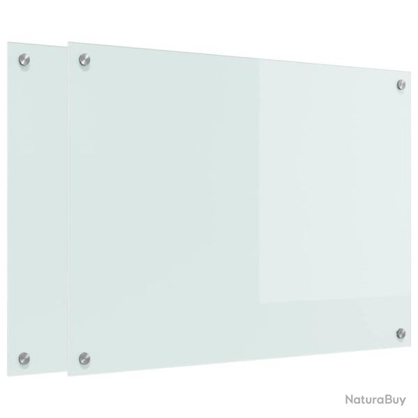 Lot de 2 dosserets de cuisine moderne thermo-r�sistants 80 x 60 cm en verre tremp� blanc 02_0056287