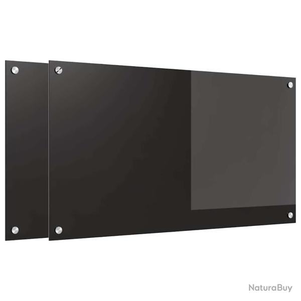 Lot de 2 dosserets de cuisine modernes 90 x 50 cm durables et thermor�sistants en verre tremp� noir