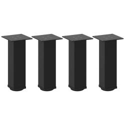 Lot de 4 pieds de table basse design moderne gamme de 30-32 cm avec patins r&eacute;glables en acier noir