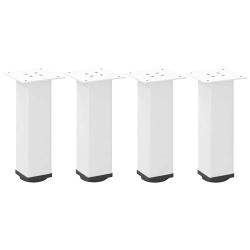 Lot de 4 pieds de table basse r&eacute;glables 30-32 cm design moderne look contemporain en acier blanc 02