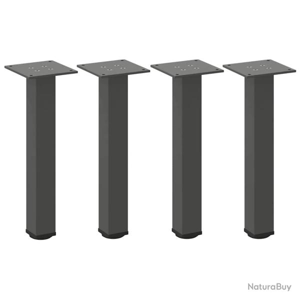 Lot de 4 pieds de table basse r�glables modernes design g�om�trique 42 x 44 cm en acier anthracite