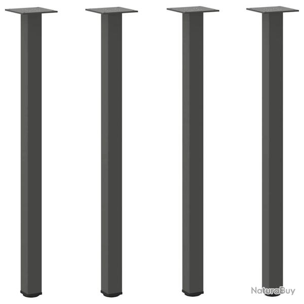Lot de 4 pieds de table console modernes 72 x 74 cm avec patins de nivellement en acier anthracite