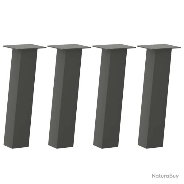 Lot de 4 pieds de table basse robustes 30 cm avec patins en caoutchouc design moderne en acier anth